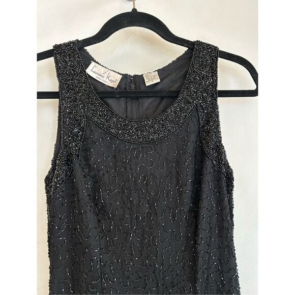 Lawrence Kazar Vintage Beaded Silk Lined Evening Dress Womens Black Size Small - Picture 1 of 10